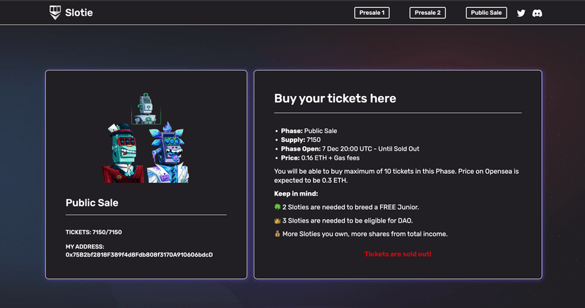 Three Round Ticket Based NFT Sale